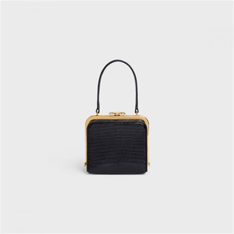 celine triomphe minaudiere|CELINE Lizard Triomphe Minaudiere Black .